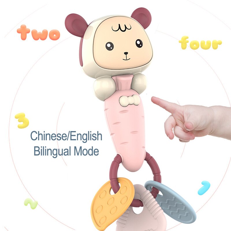 Baby Toys 0 12 Months for Eletric Hand Rattle Juguetes Chinese English Sound Light Teether Rattle Toys for Baby Educational