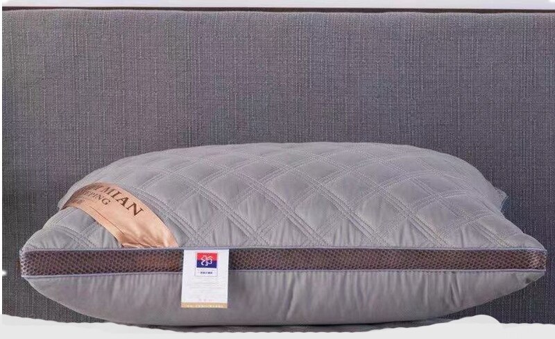 Almohada tridimensional de algodón y seda para el hogar almohada elástica suave de 5 estrellas para Hotel, almohadas para dormir para dormitorio, 1 unidad: Gris claro