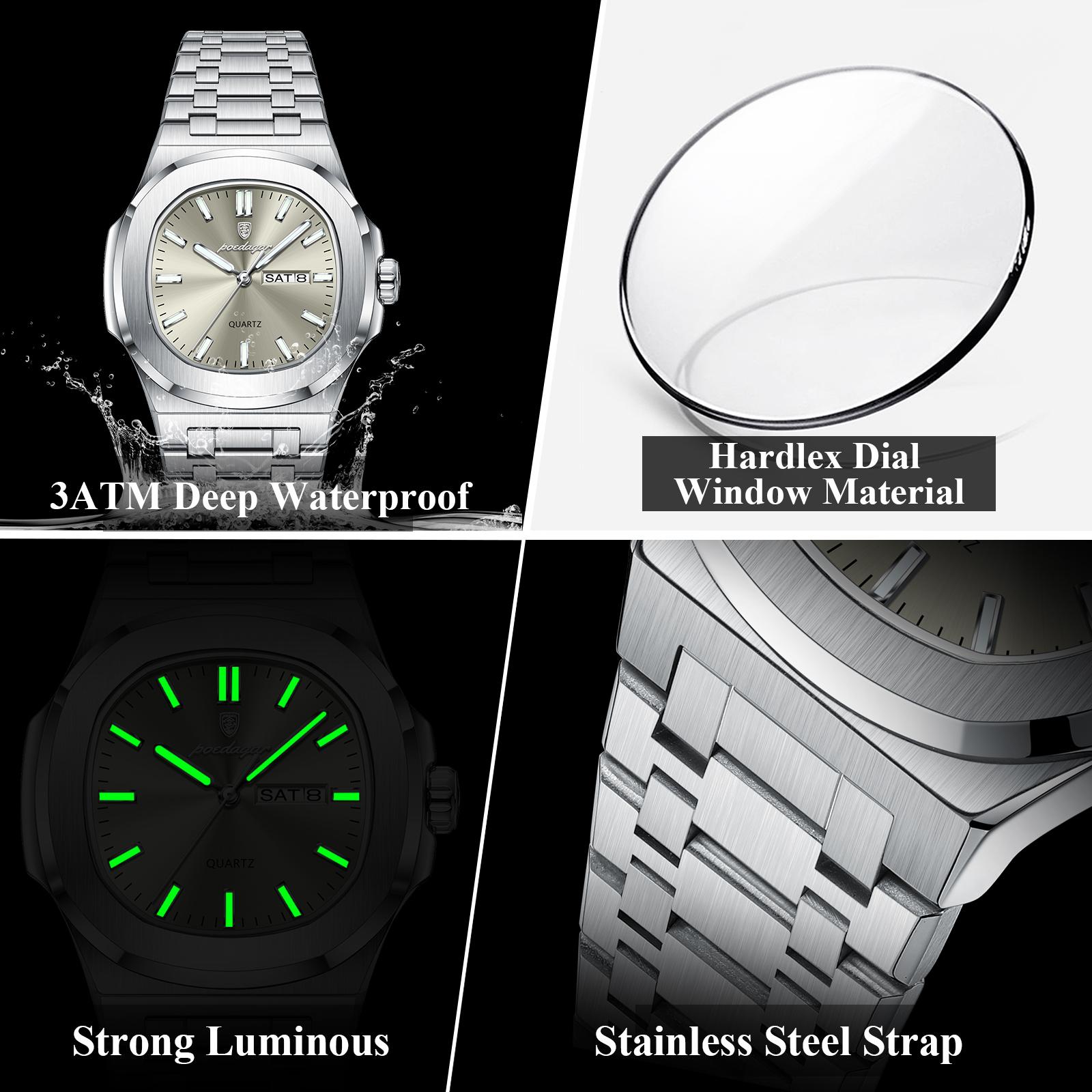 Poedagar casual daily simple men's quartz watch waterproof strap calendar watch