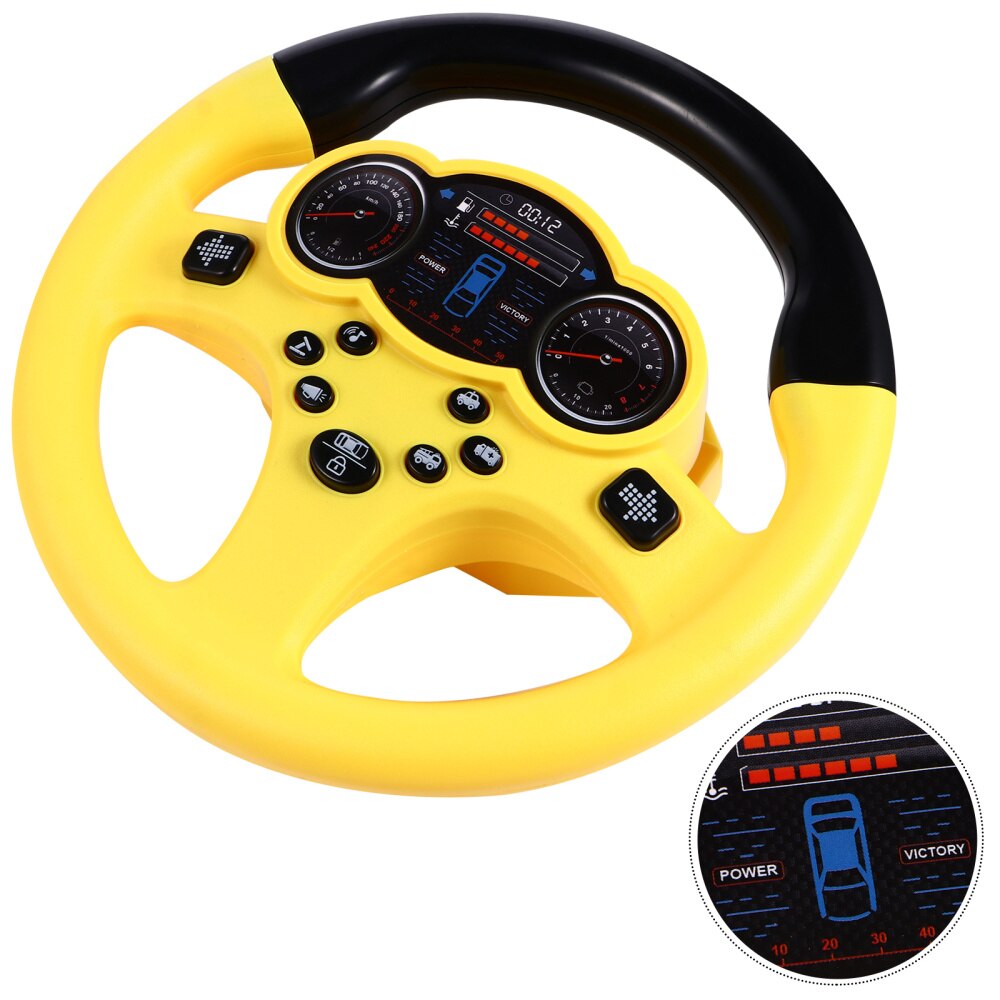 Simulation Steering Wheel Driving Early Kids without Battery: Yellow