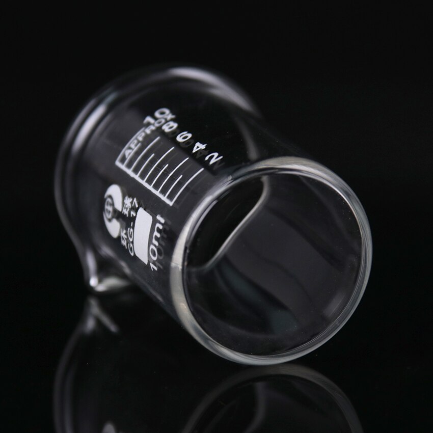 1 matraz transparente de vaso de precipitado de 10ml de capacidad, vaso bajo para estudiantes de escuela, material de medición de laboratorio químico
