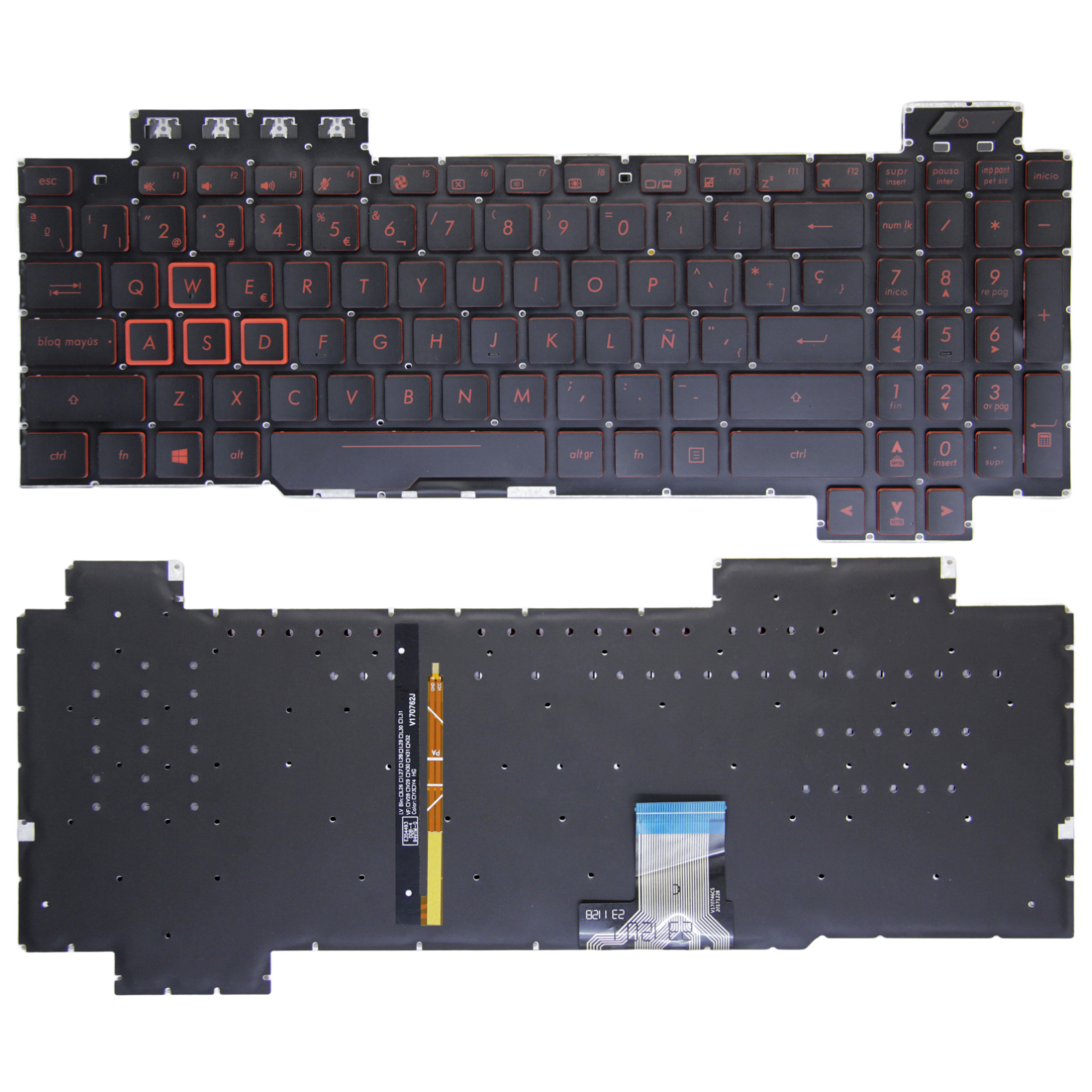 100 % neue uns/SP/RU-Tastatur für Asus Tuf FX80 FX86 FX95 FX505 FX504 FX705 ZX80G FZ80 FX80G GL703G Englische Laptop-Tastatur mit Hintergrundbeleuchtung: Schwarz