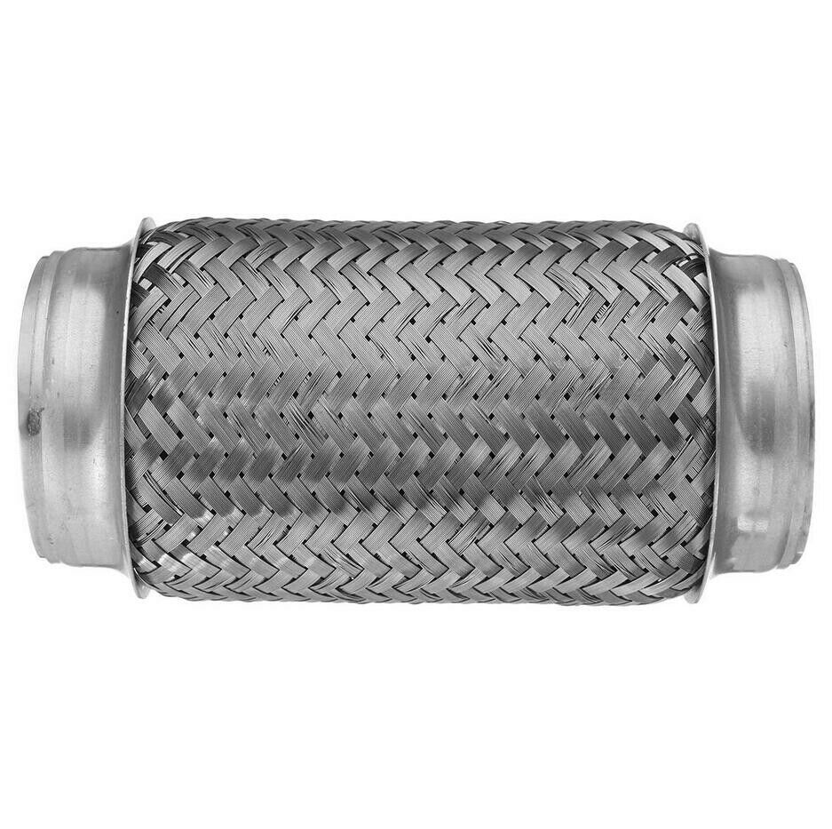 3" ID x 8" L Car Truck Double Braid Exhaust Flex Pipe Braid Tube Connector Joint Coupling Adapter Heavy Duty Stainless Steel