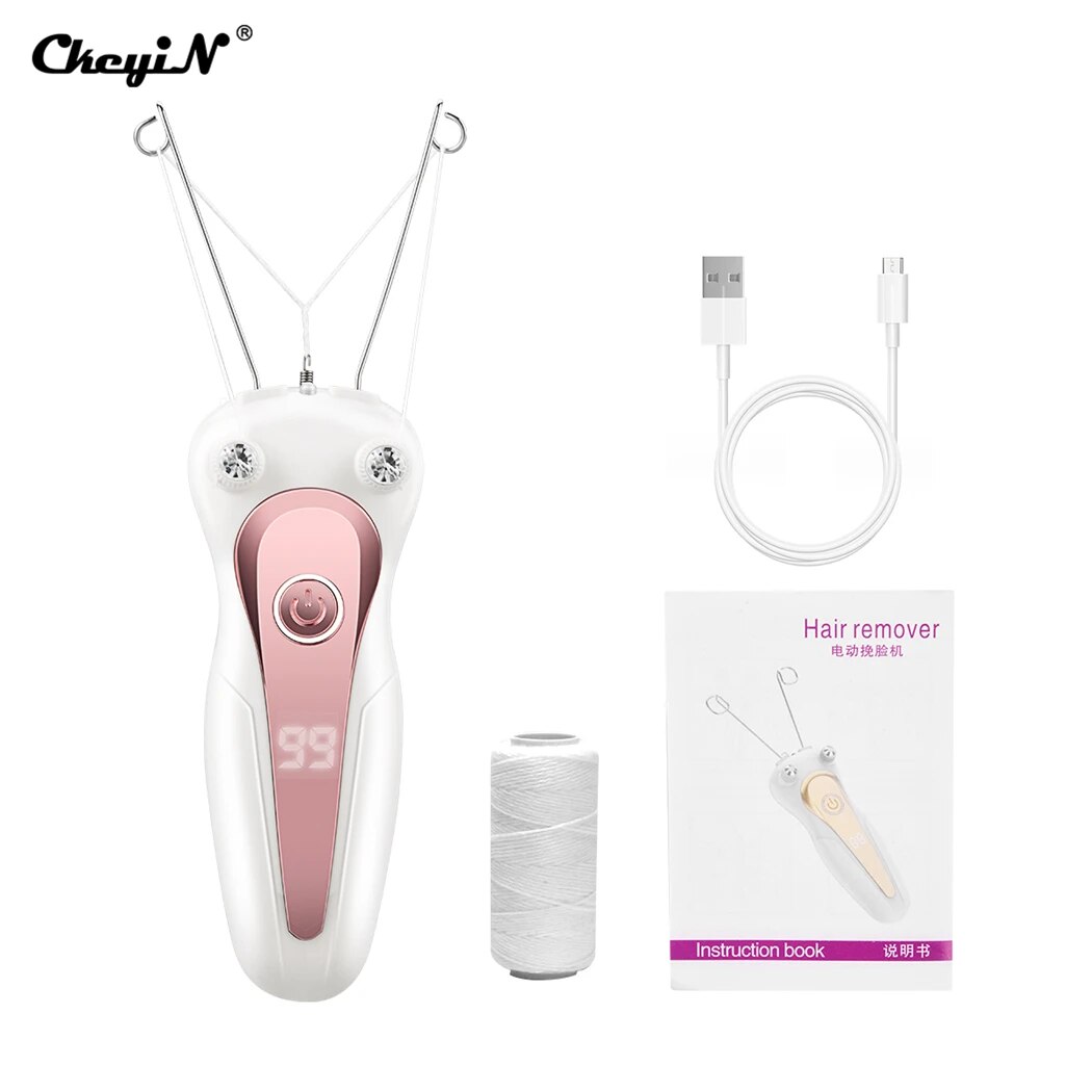 Elektrische Body Hair Remover Vrouwen Katoenen Draad Been Arm Scheerapparaat Scheermes Dame Schoonheid Nek Oplaadbare Haar Epilator: Roze