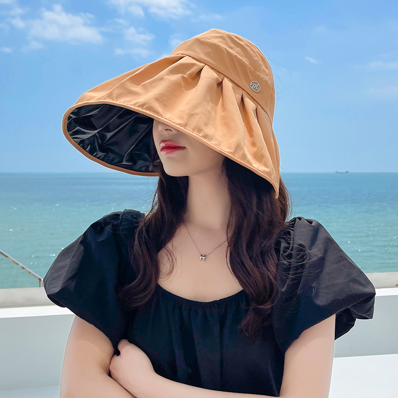 Sun Hats for Women Summer Black Glue Bow Female Panama Hollow Straw Hat UV Protection Big Brim Face Sunscreen Sun Bucket-Hats: Style2-Orange