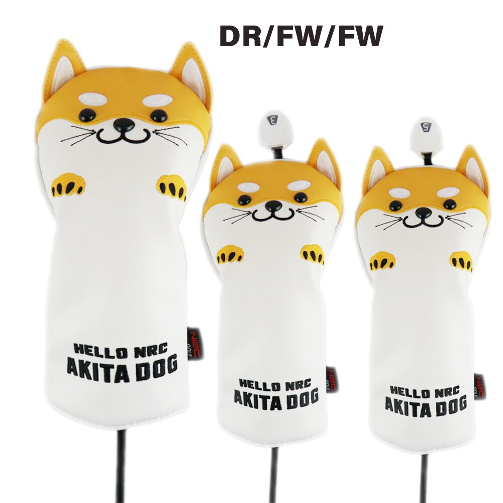 Nrc Golf Club Headcovers Driver Fairway Wood Hybrid Covers Set Mooie Akita Hond Cartoon Dier 460cc: Yello 135