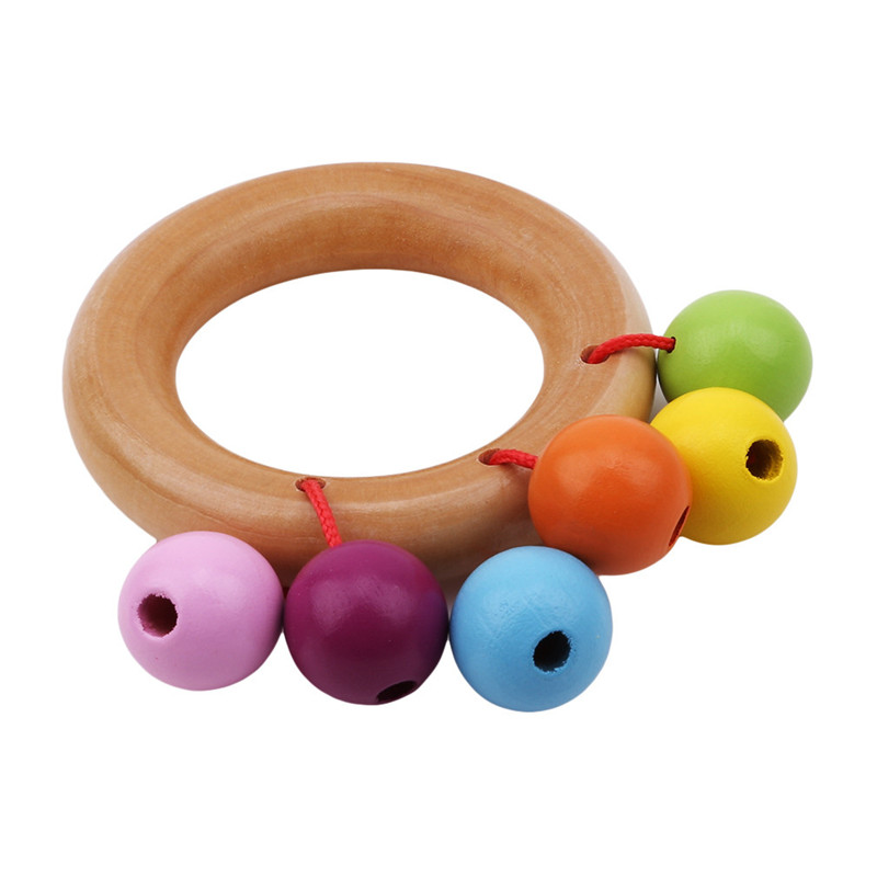 Wood Rattle Baby Toys Rattles Baby Bed Hand Bell Rattle Toy Handbell Musical Educational Instrument Toddlers Rattles Teether