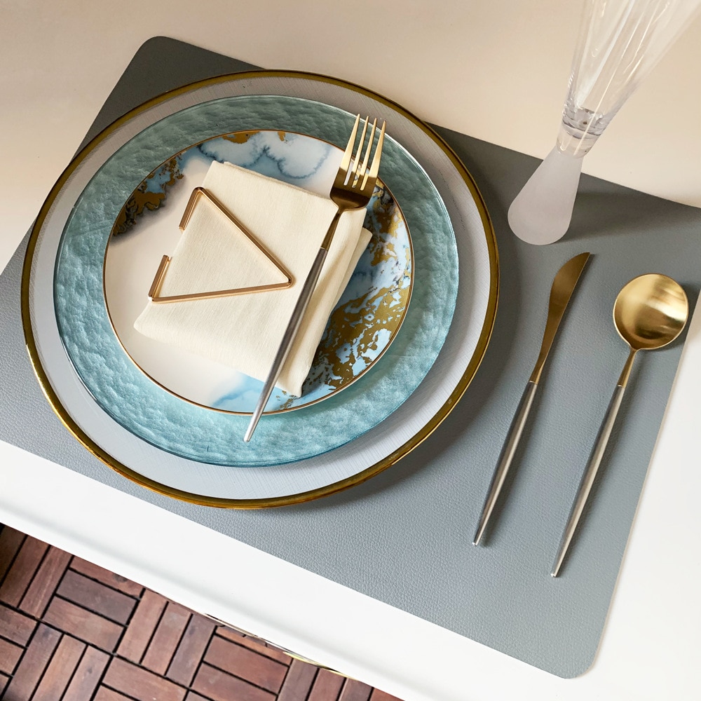 Bone China Sky Blue Gradient Dinner Plate Simple Hand Drawing Phnom Penh Ceramic Plate Light Luxury Sample Room Decoration