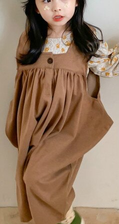 Tute E Salopette Delle Ragazze di Autunno e Inverno Nuovo Allentato Pantaloni dei bambini Del Bambino di Modo Casual Pantaloni Del Bambino Tute E Salopette Ragazzi: caramel colour / 5T