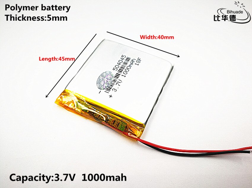 10pcs Liter energy battery Good Qulity 3.7V,1000mAH,504045 Polymer lithium ion / Li-ion battery for TOY,POWER BANK,GPS,mp3,mp4