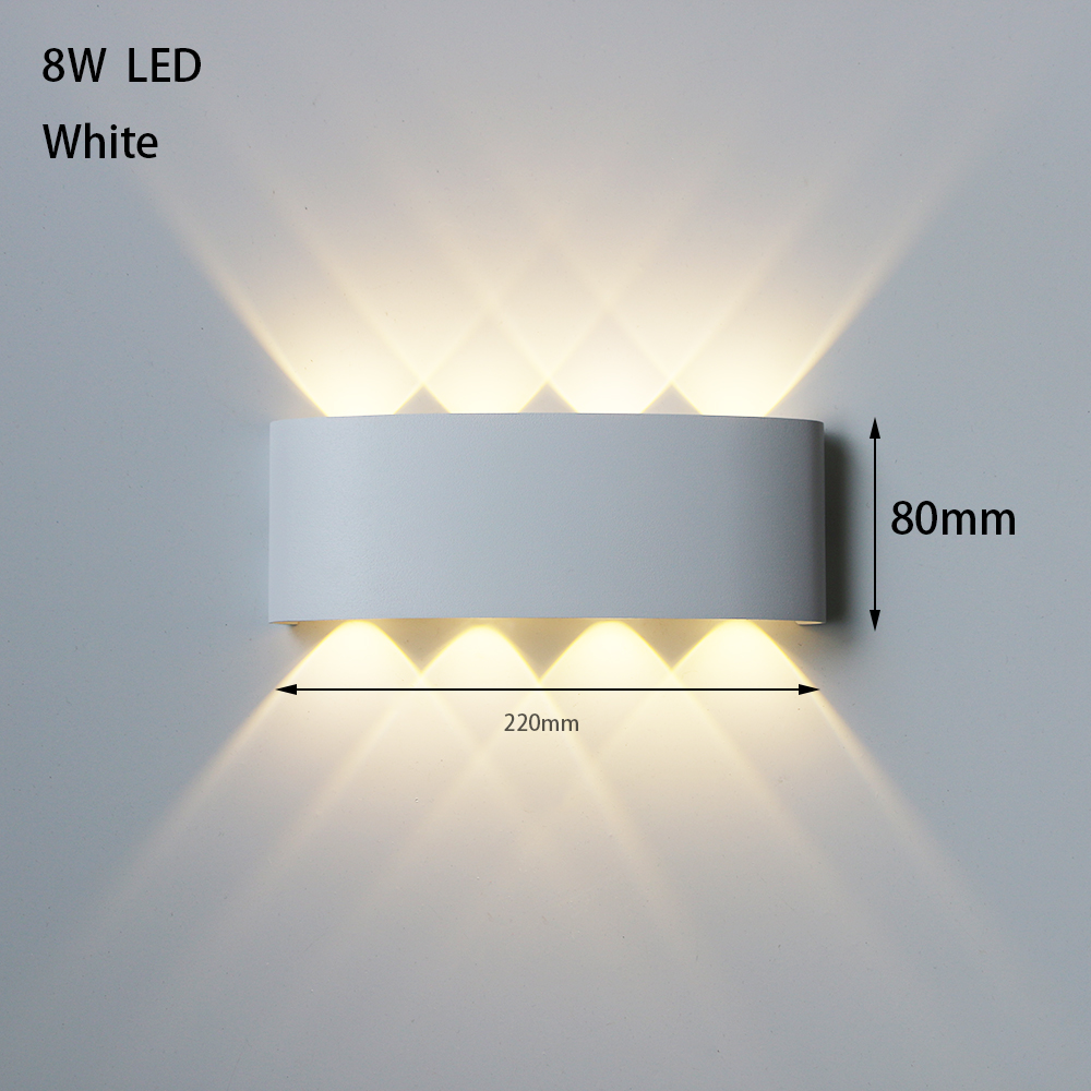 Led udendørs vandtæt væglampe belysning soveværelse stue lys gang korridor udendørs havelampe aluminium led væglampe: Sort / Rgb