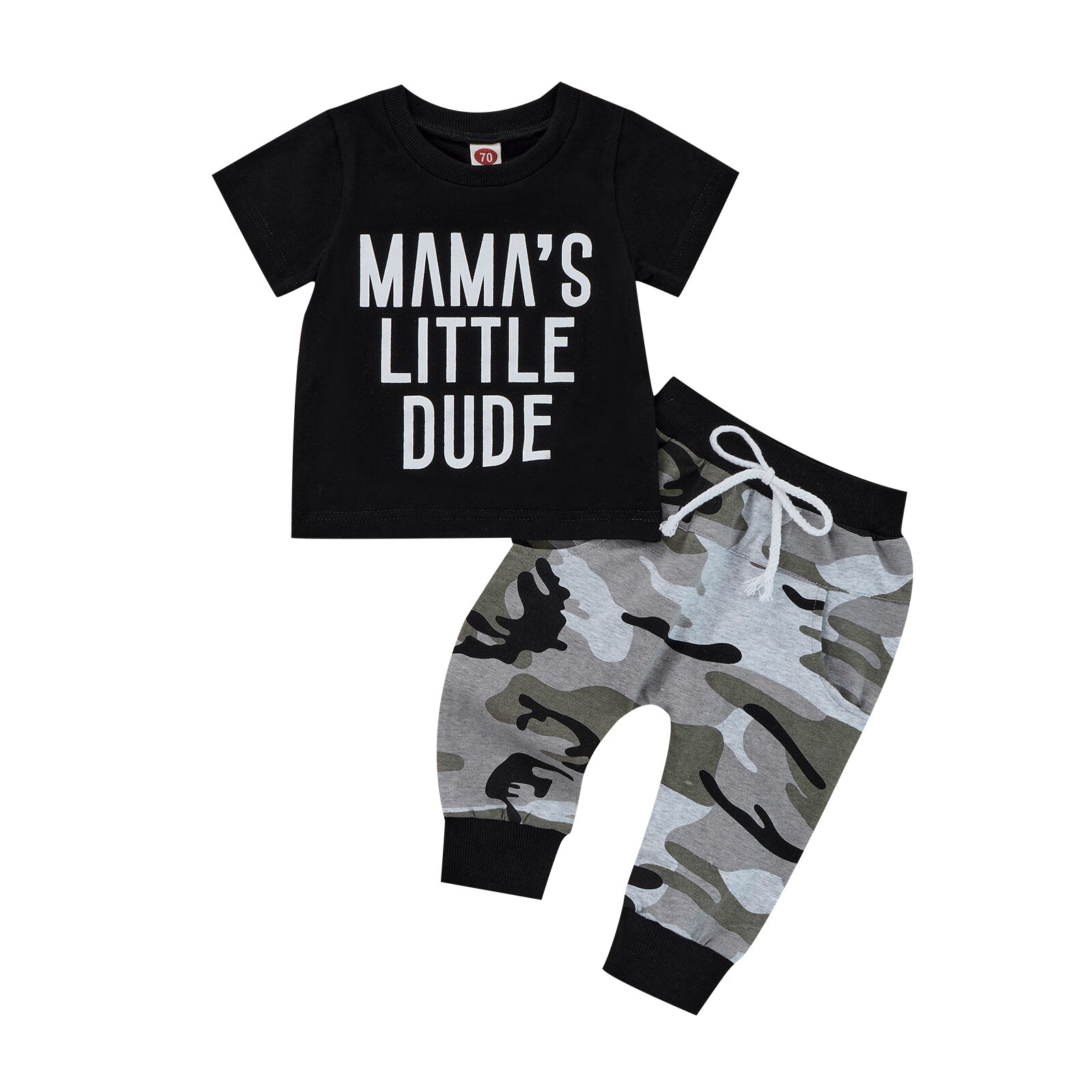 2- teiliges freizeitoutfit für kleine jungen, herbst-einstellen für kleinkinder: kurzarm-oben mit rundhalsausschnitt und buchstabenprint + lange Schlauch Ich bin Tarnung-suchen (3m-3ter- Pack): B / 24m