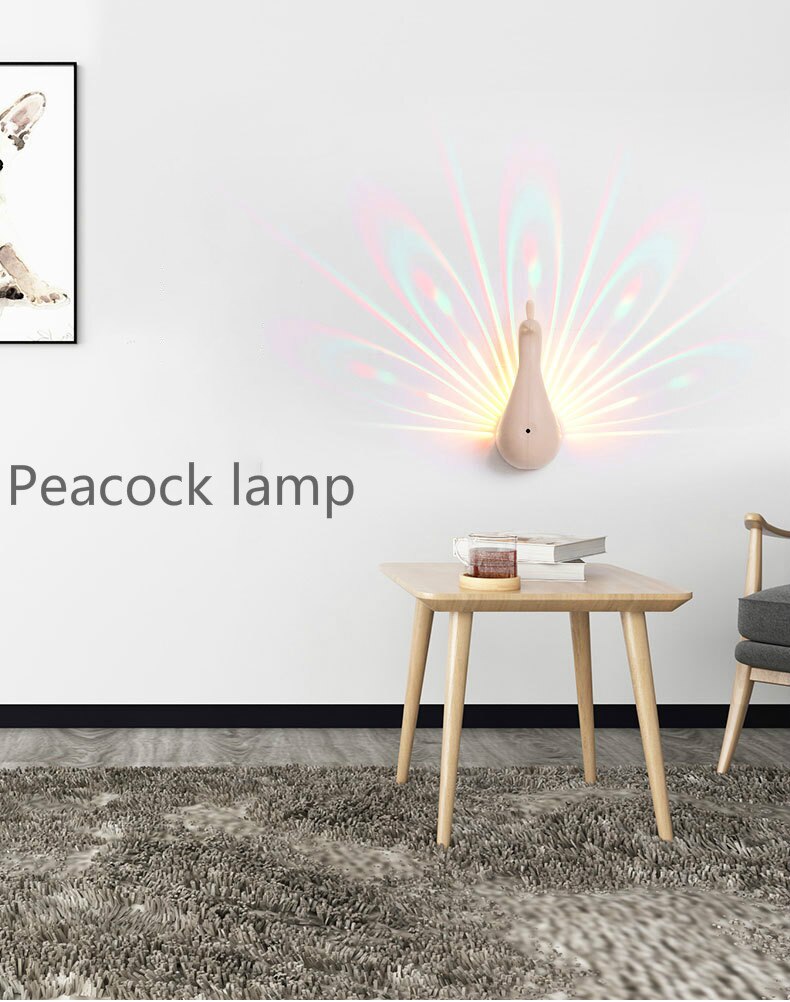Lámpara de proyección 3D patrón de pavo real lámpara de pared de Control remoto lámpara de luz LED colorida para de lámpara de Festival