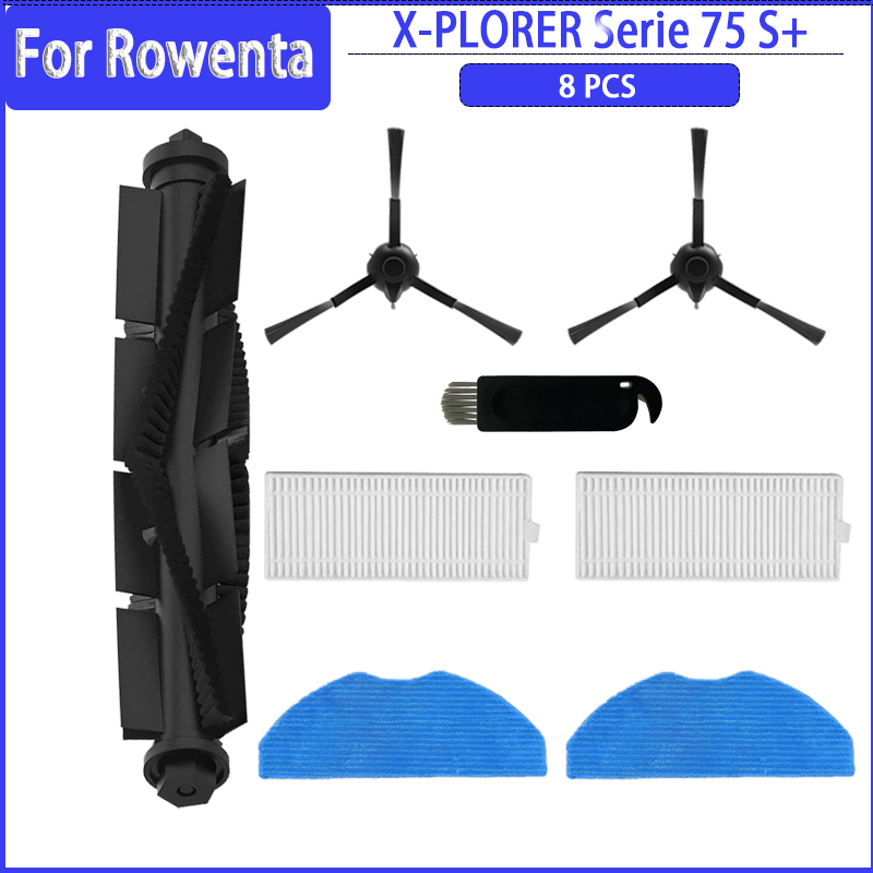 Belangrijkste Zijborstel Filter HEPA Mop Doek Voor Rowenta X-PLORER 75S + RR8567WH RR8587WH Robot Stofzuiger Onderdelen accessoires: Bruin