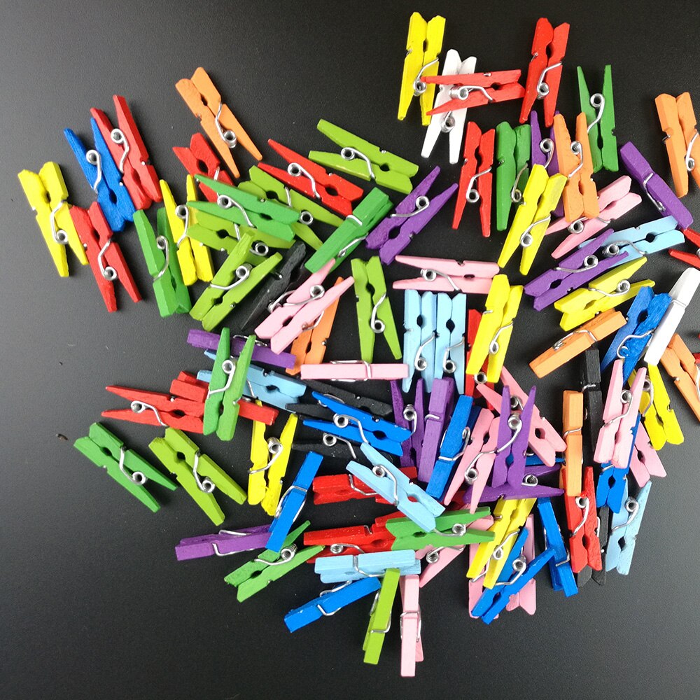 Pinzas de madera para ropa, Mini alfileres para calcetines, decoración colorida para el hogar, pinza para papel fotográfico, Clips para manualidades, 35MM, 50 Uds.