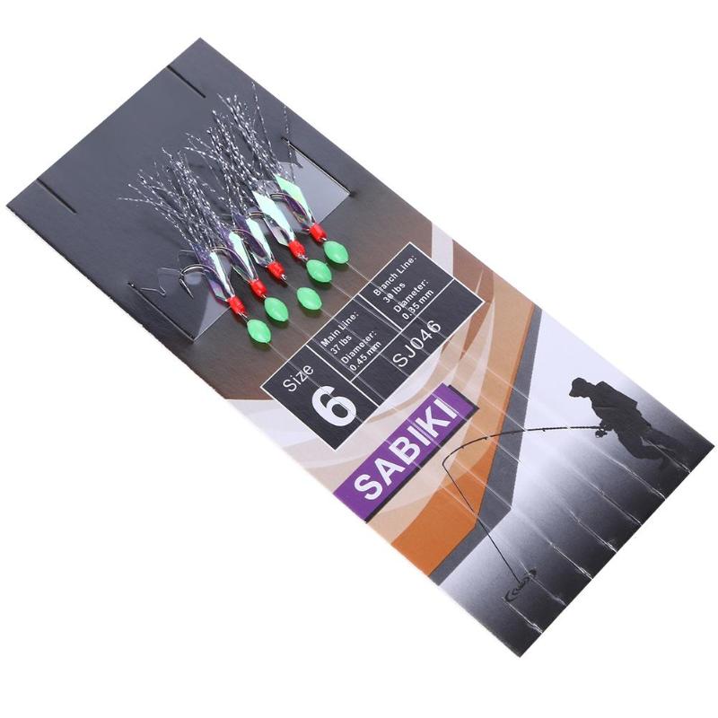 5pcs Simulation Barbed Sabiki Hook Rigs Size 6 for Lure Fishing Accessories