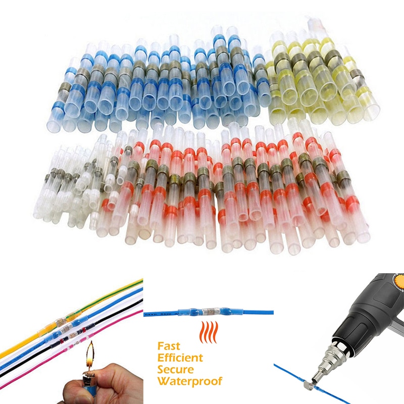 25pcs/lot Universal Waterproof Heat-Shrinkable Fast Solder Ring Terminal Block Intermediate Joint Connector Electrical Accessory