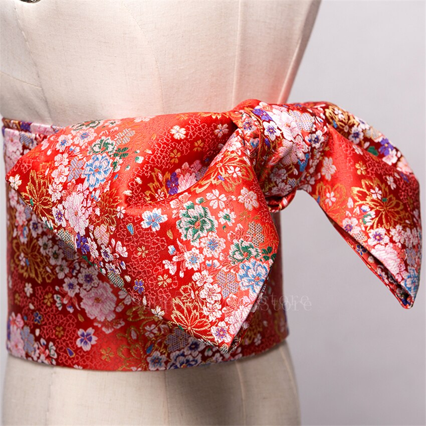 Ceinture Kimono traditionnelle japonaise Yukata Obi, nœud papillon, nœud papillon, Noble, rétro, imprimé Floral, 14 couleurs: Color7