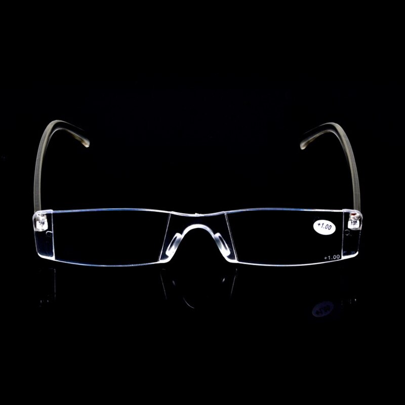 Elbru Mannen Vrouwen Integraal Randloze Leesbril Ultralight Hars Lens Vergrootglas Eyewear Presbyope Bril Dioptrie + 1.0 4.0