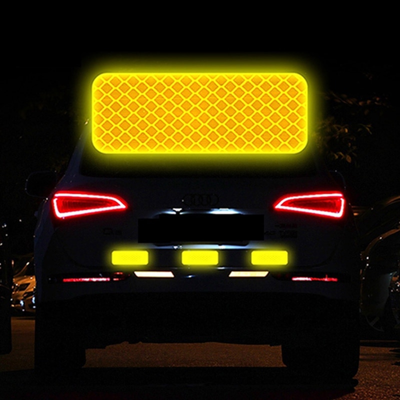 Cinta de tira de advertencia reflectante para parachoques de coche, calcomanías reflectantes de seguridad, estilo