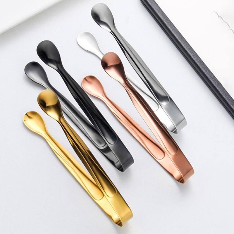 Gold Sugar Ice Cube Tongs Stainless Steel Ice Tongs Mini Metal Kitchen Food Serving Tongs Clip Tea Party Bar Kitchen Accessories