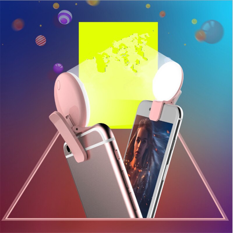 Erilles Coolreall Mini Q Selfie Ring Light Portable Flash LED USB Clip Mobile Phone For Night Photography Fill Light