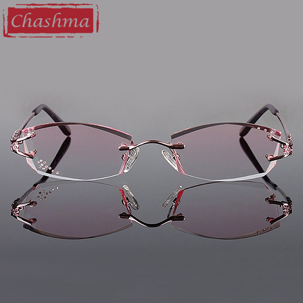 Chashma merkevare briller diamant trimmet kantløse briller titan fasjonable dame briller brillerrammer kvinner