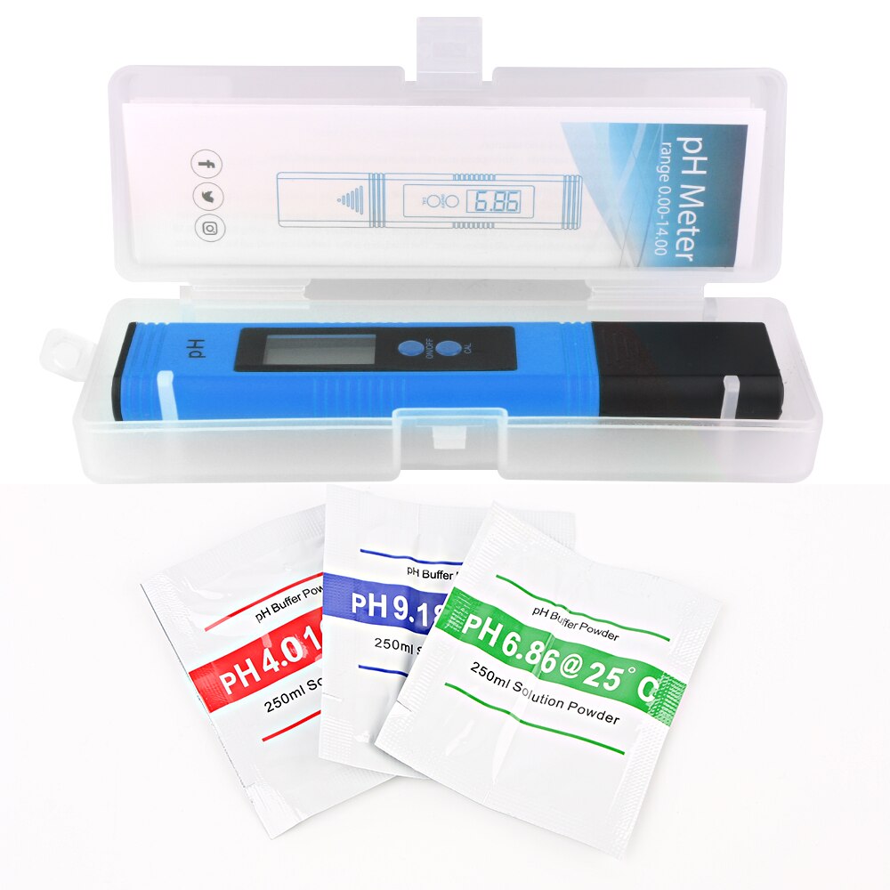Rz Ph Meter Water Hydrocultuur Digitale Ph Tester Pen 0.01 Hoge Nauwkeurigheid Met 0-14 Ph Bereik Huishoudelijke Drinken zwembad Aquarium: PH-127-BLU