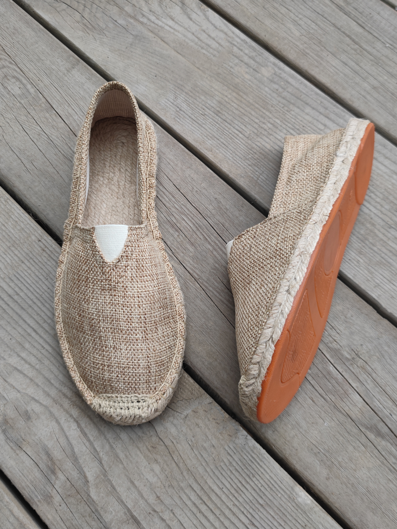Scarpe da donna in lino da cucire Mocassini slip on Scarpe casual Espadrillas da uomo Scarpe basse in tela di canapa Calzature da guida per pescatore taglie forti: Cachi / 39