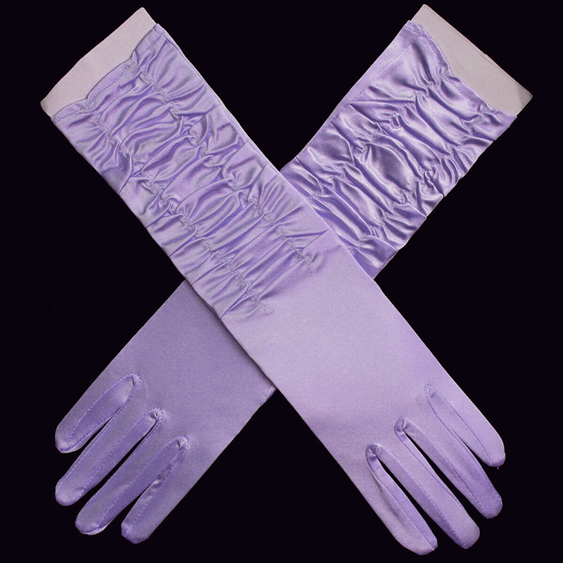 Gants longs en Satin extensible pour adulte, noir, blanc, rouge, gris, peau opéra/coude/poignet, Costume assorti pour femme