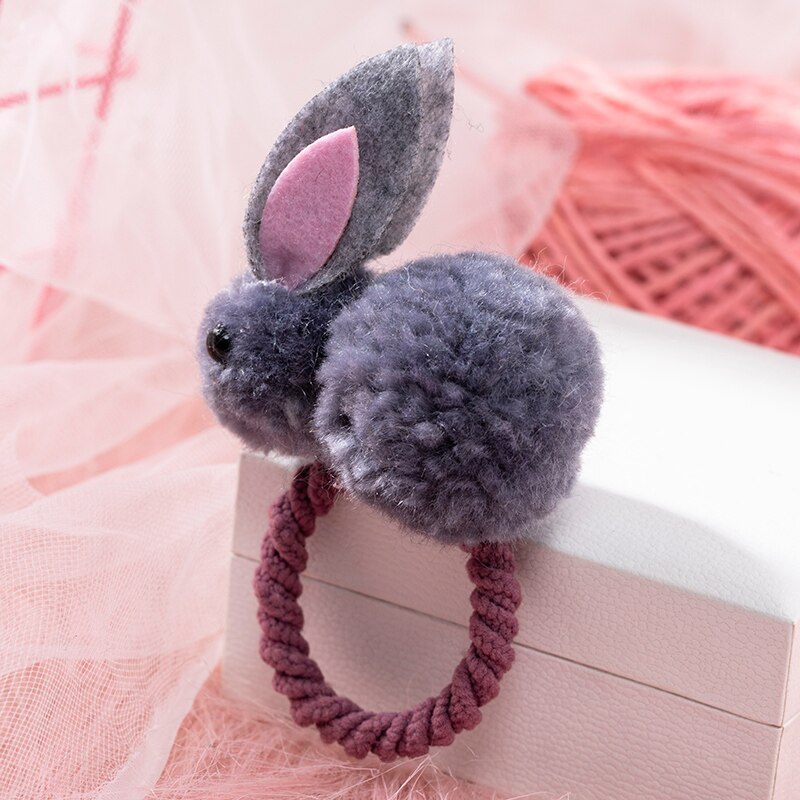 Korean Elastic Rubber Bunny Hair Clip Ball Rabbit Hair Ring Female Hair Tie Cute Hairpin Rope Children Hair Accessories: 9