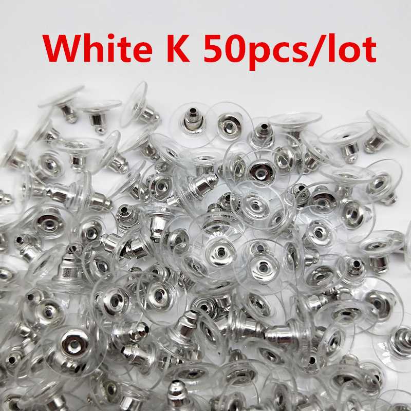 50/100 pièces pas cher résultats de bijoux en métal accessoires perles bouchons d'oreille écrous de poteau clair souple Silicone caoutchouc boucle d'oreille dos bouchon: 11
