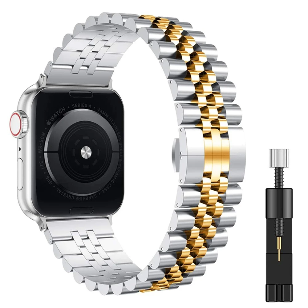 Correa de Metal de acero inoxidable para Apple Watch Ultra 2 49mm 9 8 7 6 5 4 SE 45mm 41mm 44mm 40mm pulsera iWatch 10 46/42mm