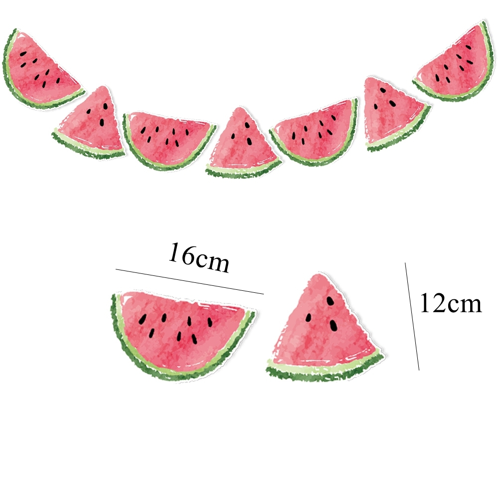 1 set watermeloen eco-papieren rietjes hangende banner taarttoppers voor zomerse watermeloen verjaardagsfeest decoratie kinderspullen: Legergroen
