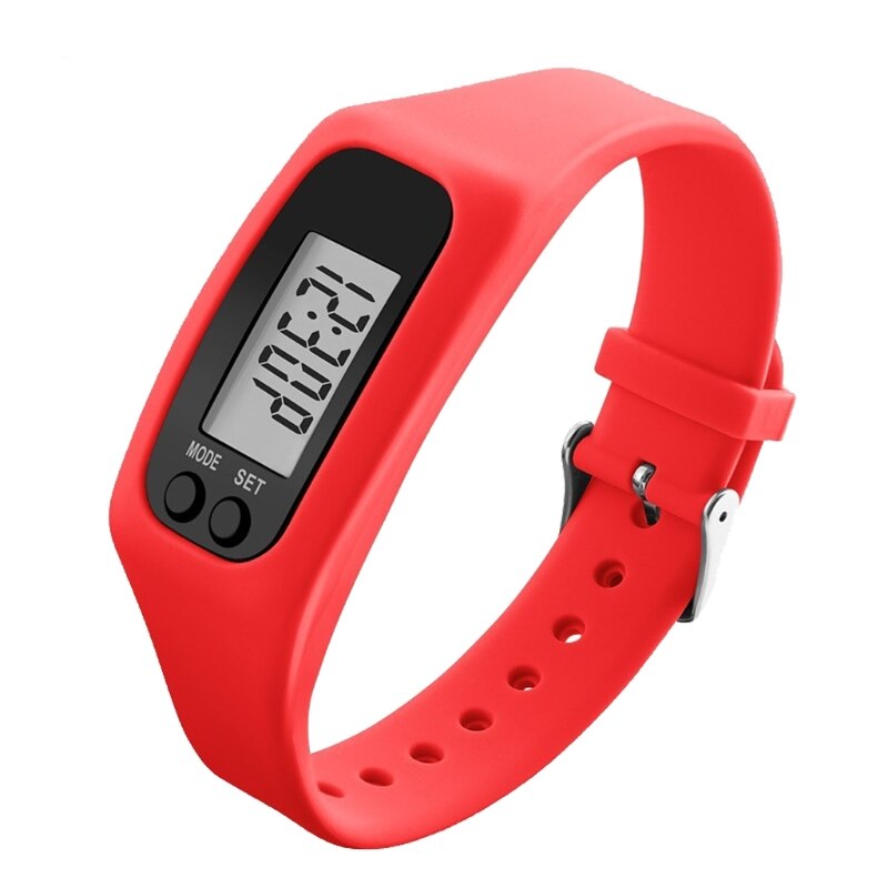 Display Fitness Gauge Step Tracker Sports Smart Wrist Watch Bracelet LED Pedometer Run Step Walking Calorie Counter: red