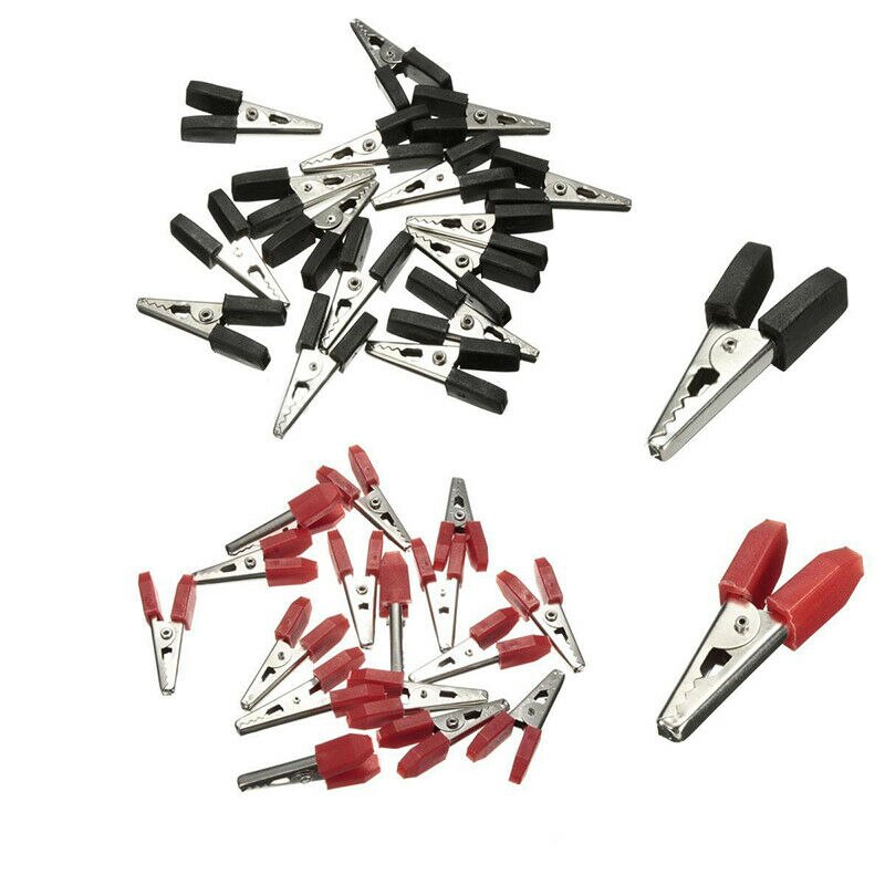 32Pcs Alligator Clip Terminal Test Elektrische Batterij Krokodil Klem Rood Zwart