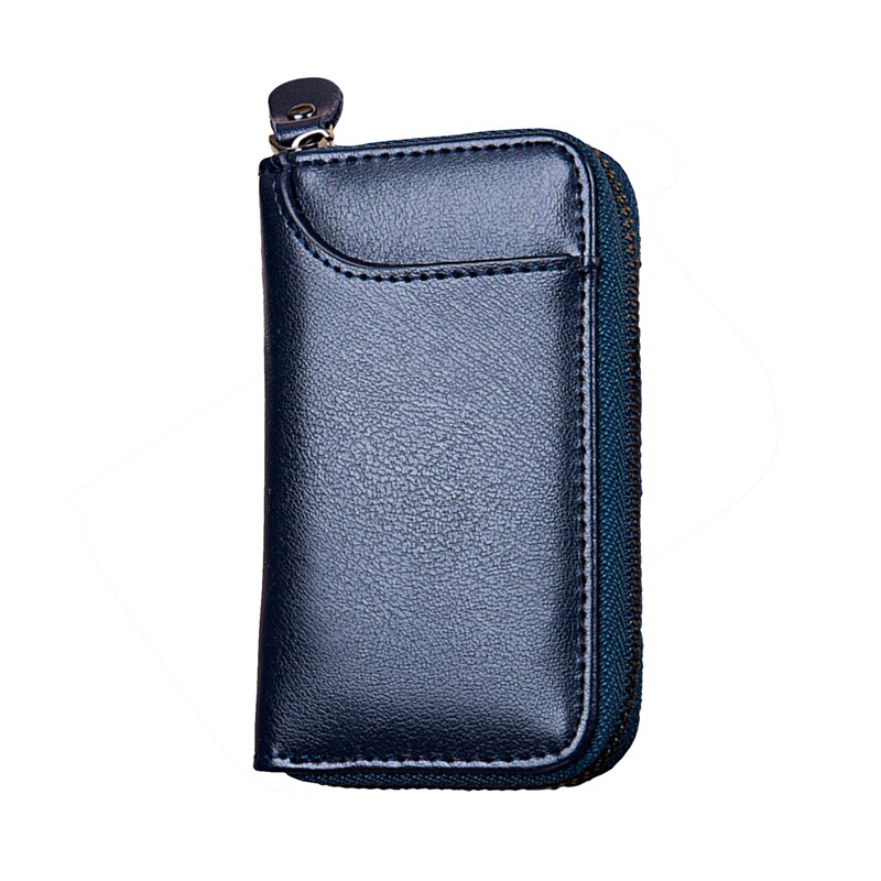 Pu Lederen Mannen Vrouwen Sleutel Portemonnee Kaarthouder Auto Huishoudster Portemonnee Sleutelhanger Rits Key Case Bag Met Sleutelhangers: blue (no buckle)