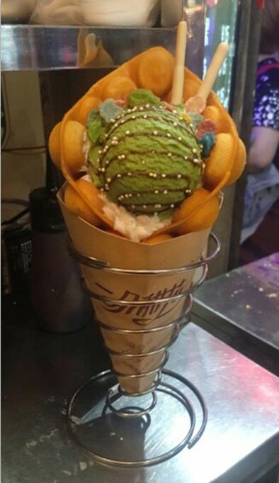 100pcs Cone Shape Disposable egg waffle package paper cup French Fries paper Box Waterproof Anti-Oil Food Grade Kraft Paper Box