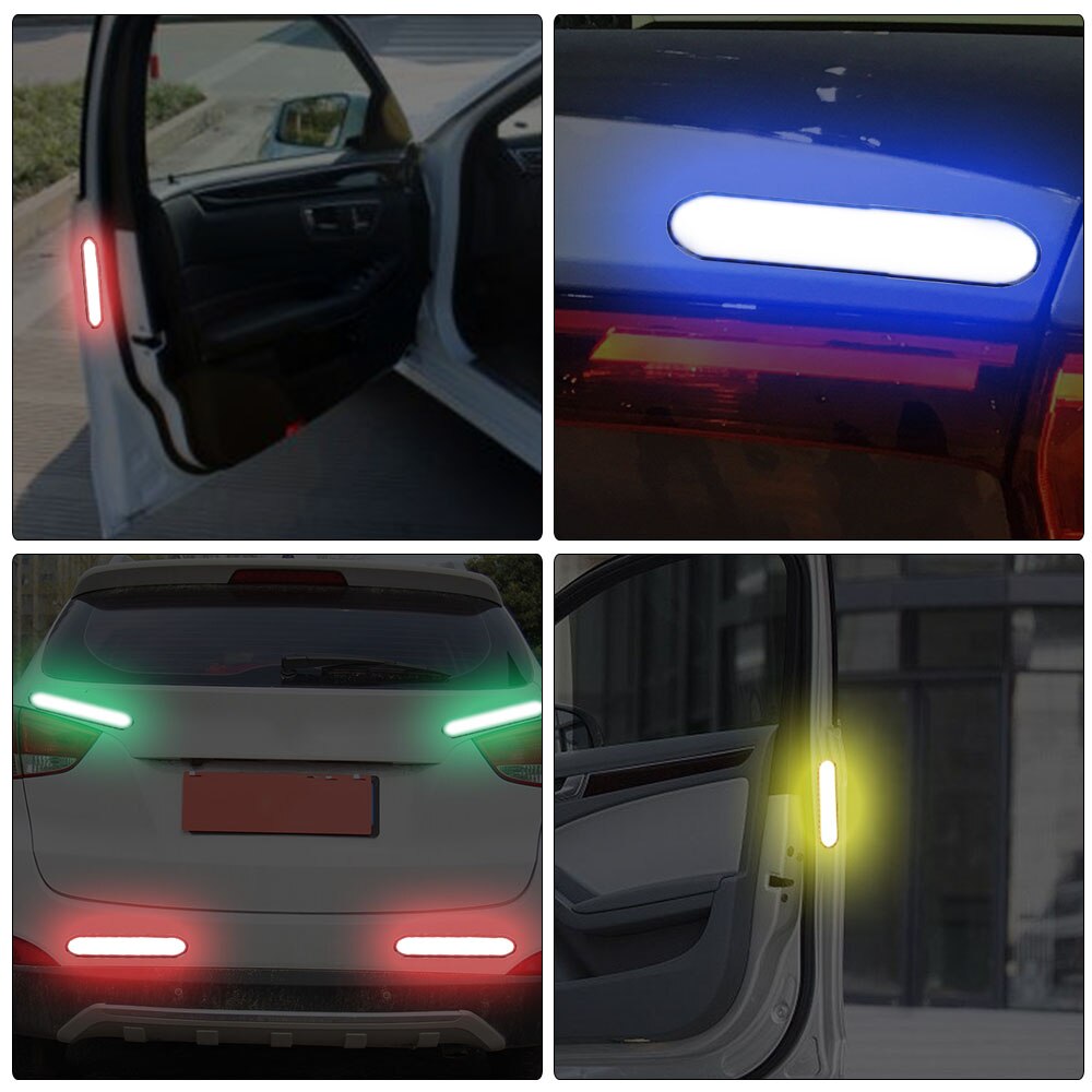 2 stuks autodeurstickers, waarschuwingstape, reflecterende stickers, reflecterende strip, auto-styling open bord, 4- kleurig veiligheidsmerk