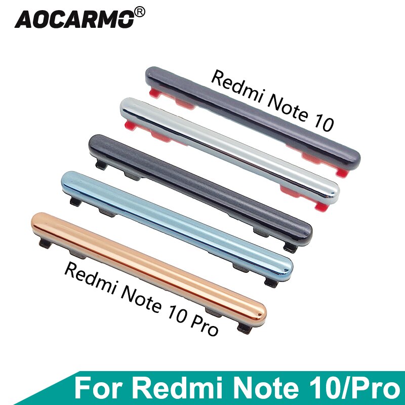 Aocarmo Voor Xiaomi Redmi Note 10 / Note10 Pro Power On Off Knop + Volume Up Down Knoppen Side Switch key Vervanging Deel