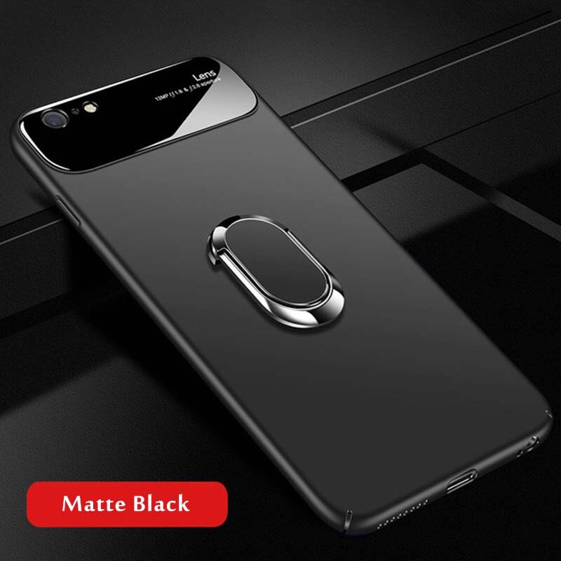 Holder Case For Samsung Galaxy S8 S9 Plus Note 8 9 Magnetic Ring Mirror Hard PC Back Cover For Samsung S8 S9 Note 8 9 Case Funda: For Galaxy S8 Plus / Matte Black