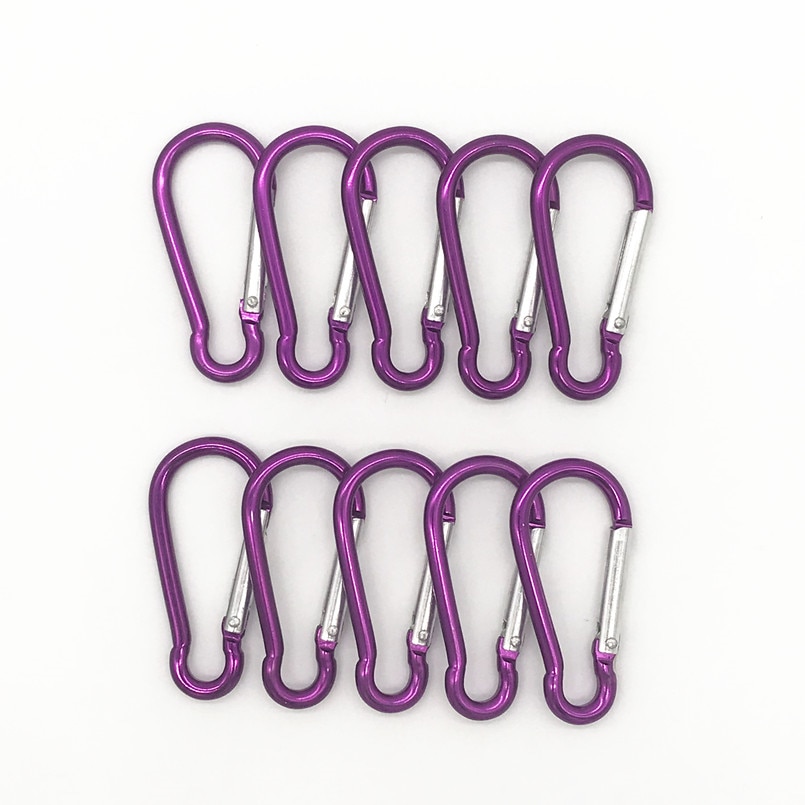 10Pcs M6 Kleur Karabijnhaken Aluminium Carabiner Spring Snap Clip Haken Sleutelhanger Klimmen Karabijnhaak Voor Sleutels Camping Gereedschap: 10pcs Purple