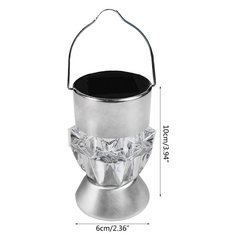 7 Color Changing LED Lantern Lamp Hanging Solar Light Crystal Waterproof Outdoor