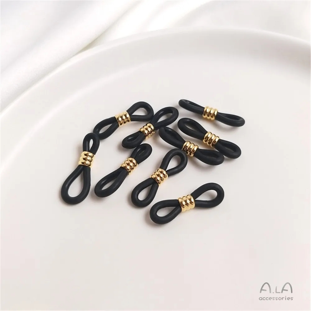 Koper Verguld Antislip Silicagel Ring 8 Knop Handmatige Diy Glazen Ketting Vrouwelijke Hals Touw Ketting Zonnebril accessoires: Silver Plated