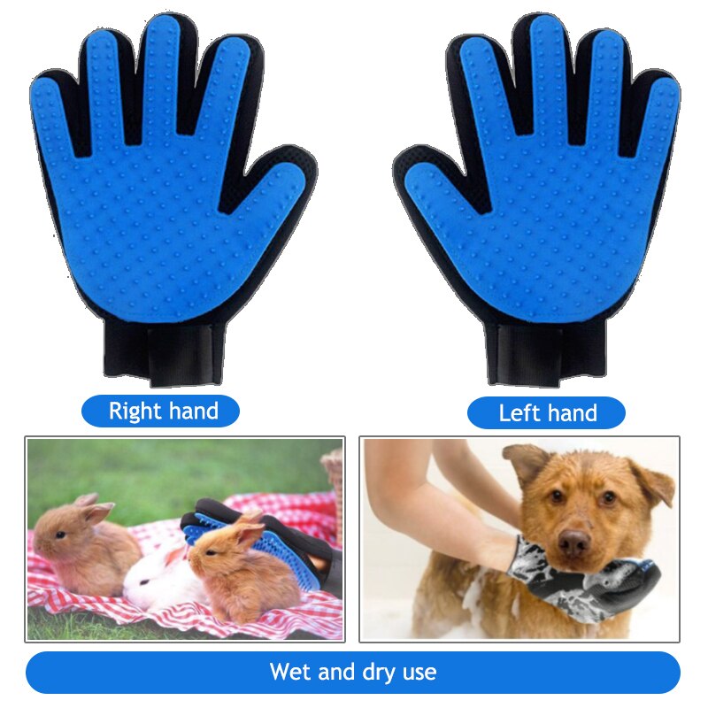 Rękawica robić pielęgnacji psów zwierzęta szczotka rękawice dla kota sierść psa usuń szczotki zwierzęta Deshedding czyszczenie grzebienie rękawice robić masażu D0008A