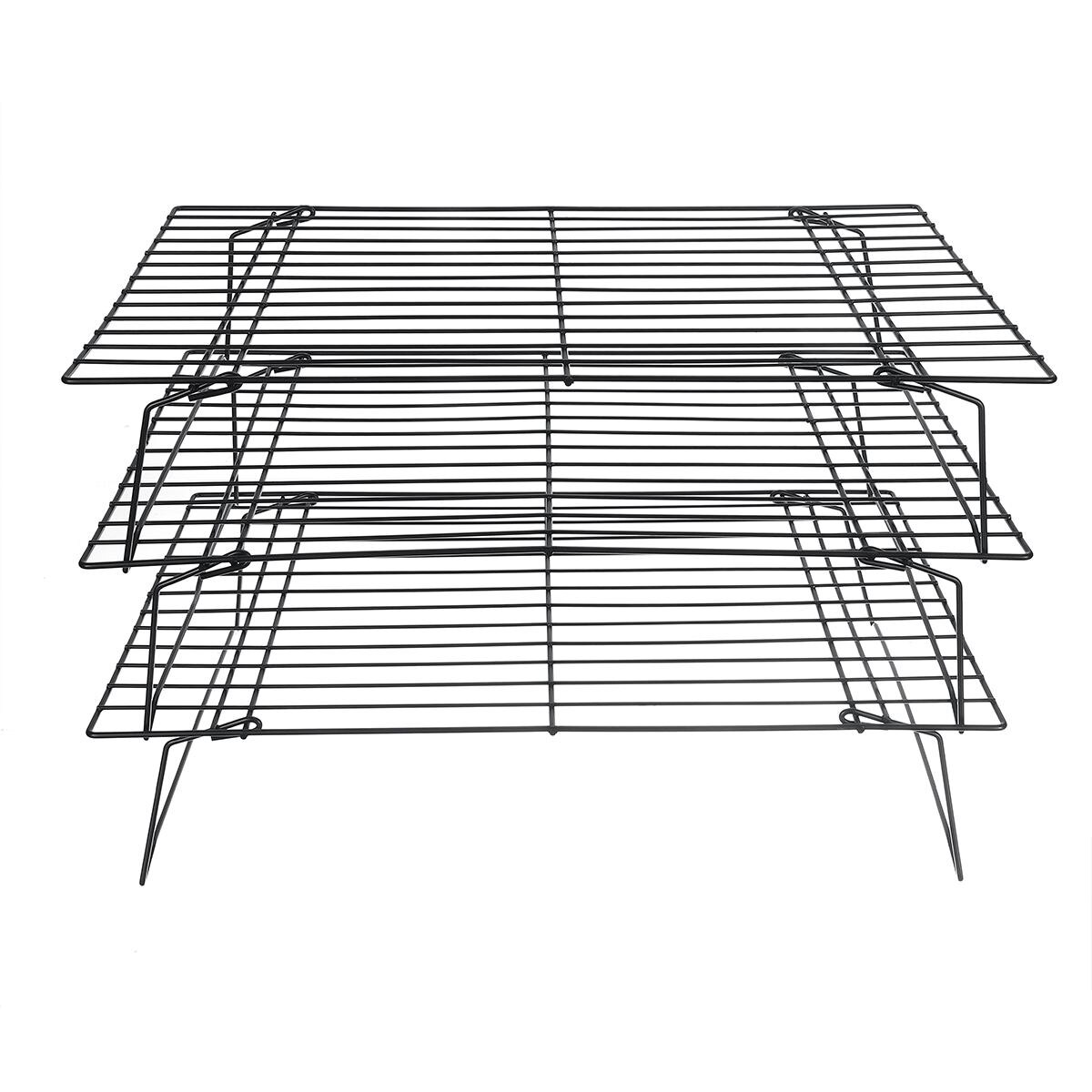 3 Tier Wire Grid Cooling Tray Cake Food Rack Oven Kitchen Baking Tools Pizza Bread Barbecue Cookie Biscuit Holder Shelf Tray