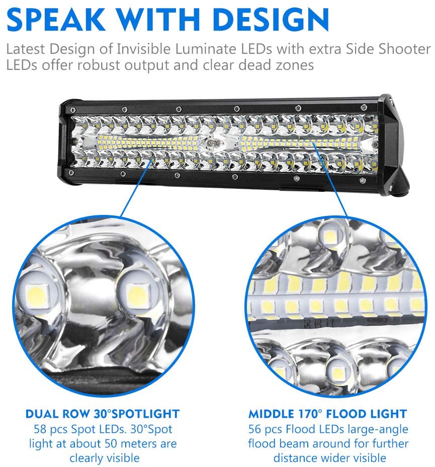 12Inch Led Light Bar Spot Flood Combo Beam Liteway... Grandado