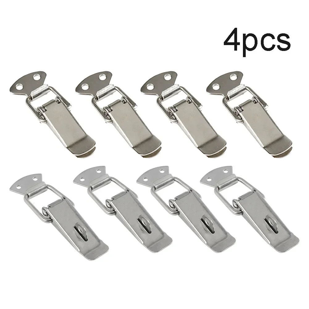 4pcs Latch Catch Stainless Steel Cabinet Boxes Handle Toggle Lock Clamp Hasp Door Hardware For Home Improvement