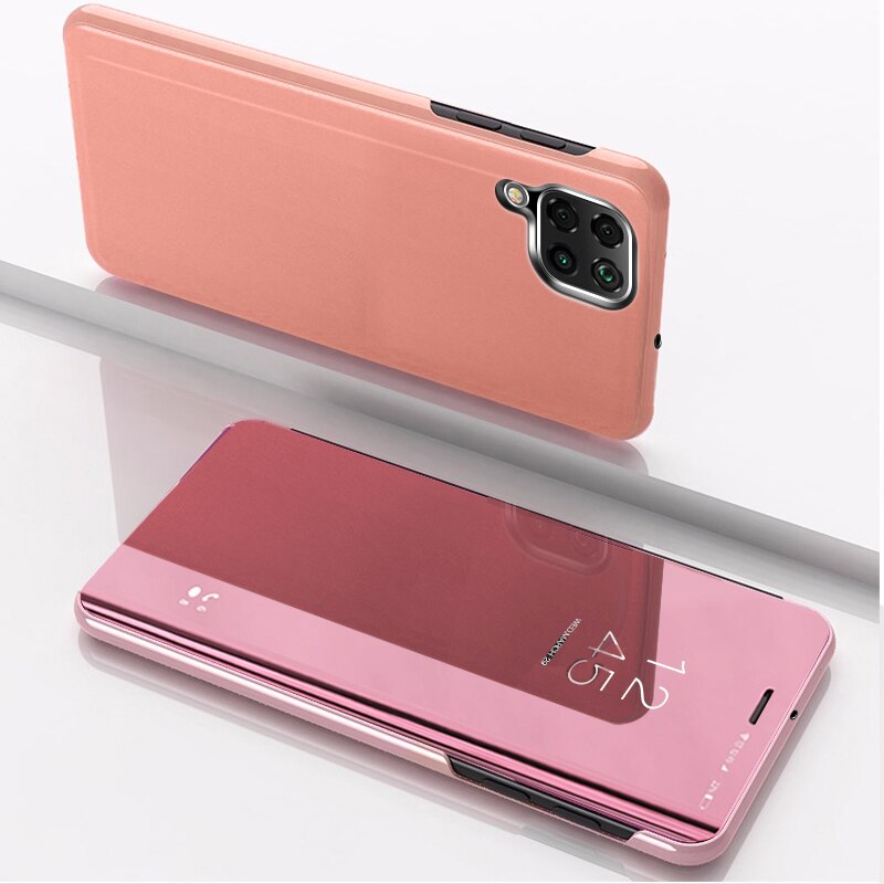 Voor Samsung A12 Case Flip Spiegel Stand Phone Case Voor Samsung Galaxy A12 Case Luxe Beschermende Een 12 Fundas Coque 6.5 Inch Capa: ROSE Gold