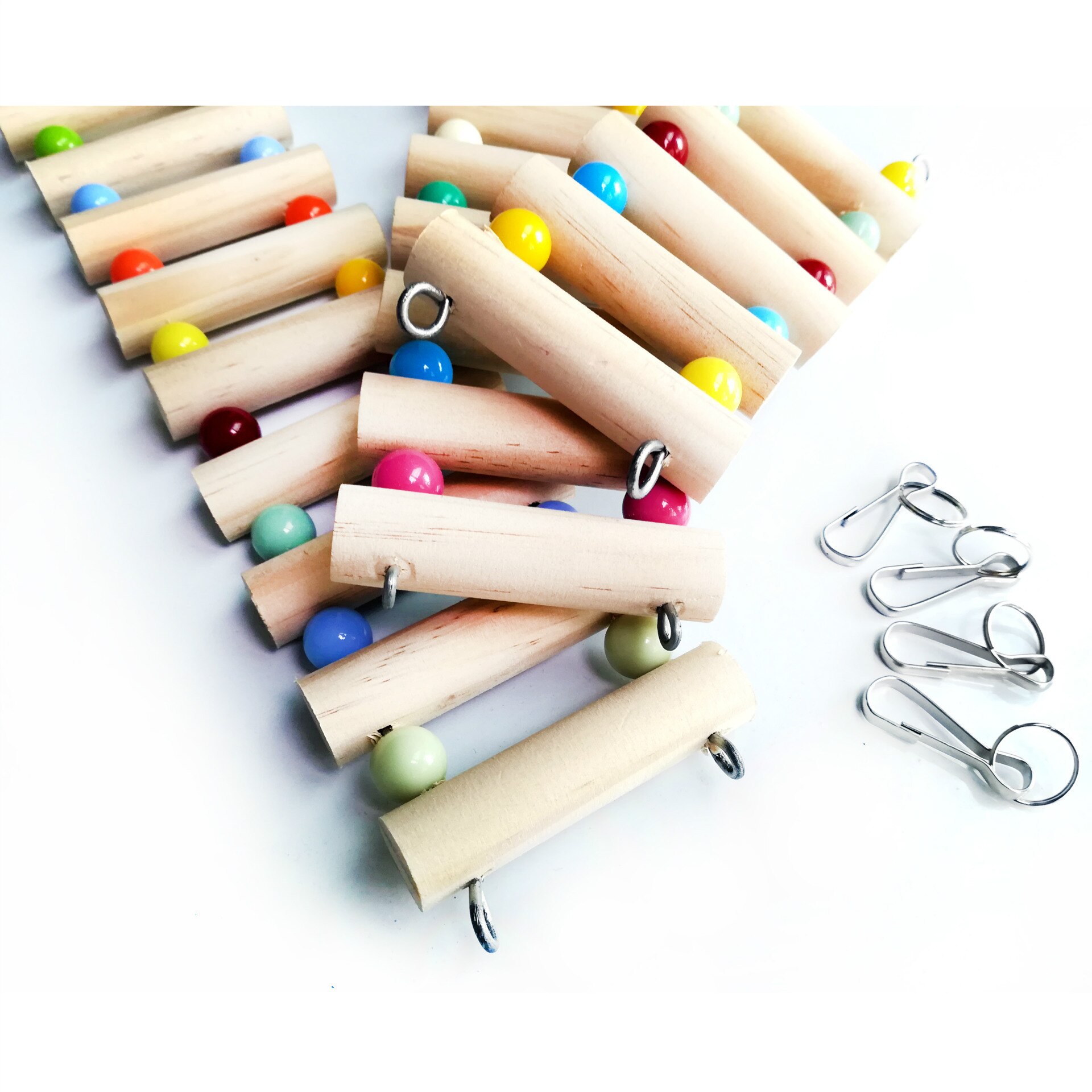 Rainbow Stairs Parrot Suspension Bridge Bird Ladder Climbing Ropeway Hamster Toy Birdcage Bridge Pet Training with 4 Hook